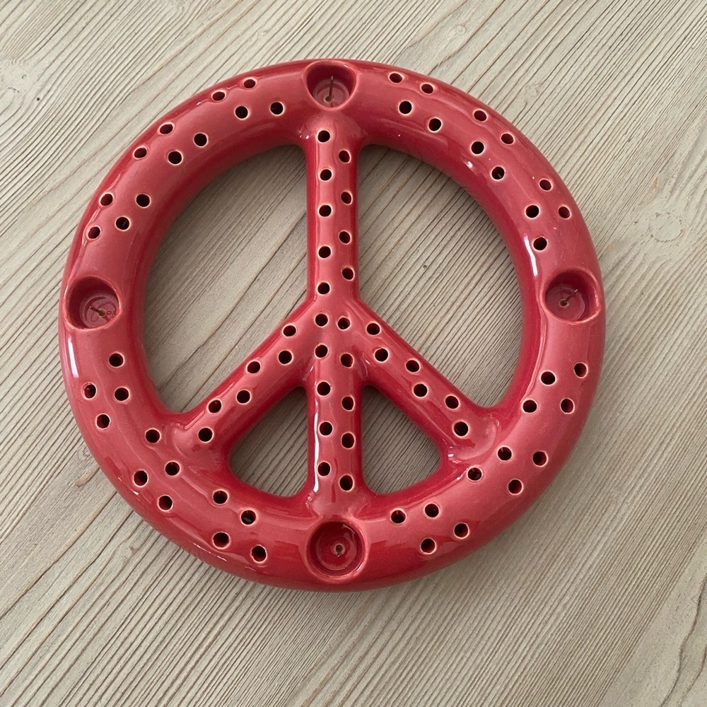 Urban Outfitters Peace Sign Taper Candle Holder